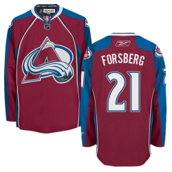 Peter Forsberg Reebok Colorado Avalanche Authentic Red Burgundy Home NHL Jersey