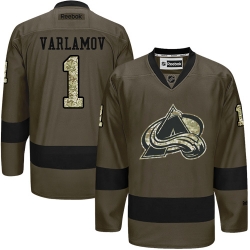 Semyon Varlamov Reebok Colorado Avalanche Authentic Green Salute to Service NHL Jersey
