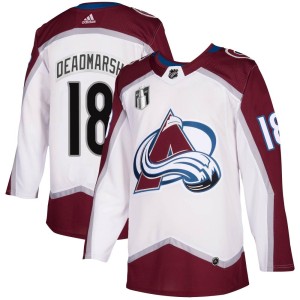 Adam Deadmarsh Youth Adidas Colorado Avalanche Authentic White 2020/21 Away 2022 Stanley Cup Final Patch Jersey