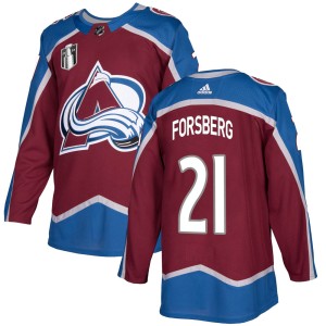 Peter Forsberg Men's Adidas Colorado Avalanche Authentic Burgundy Home 2022 Stanley Cup Final Patch Jersey