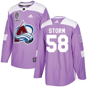 Ben Storm Youth Adidas Colorado Avalanche Authentic Purple Fights Cancer Practice 2022 Stanley Cup Champions Jersey