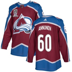 Justus Annunen Men's Adidas Colorado Avalanche Authentic Burgundy Home 2022 Stanley Cup Champions Jersey