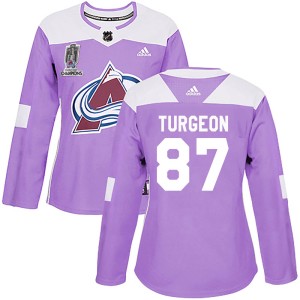 Pierre Turgeon Women's Adidas Colorado Avalanche Authentic Purple Fights Cancer Practice 2022 Stanley Cup Champions Jersey
