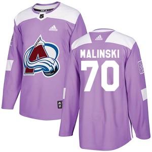Sam Malinski Men's Adidas Colorado Avalanche Authentic Purple Fights Cancer Practice Jersey