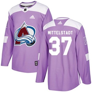 Casey Mittelstadt Men's Adidas Colorado Avalanche Authentic Purple Fights Cancer Practice Jersey