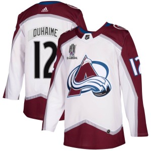 Brandon Duhaime Youth Adidas Colorado Avalanche Authentic White 2020/21 Away 2022 Stanley Cup Champions Jersey