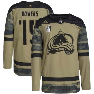 Shane Bowers Youth Adidas Colorado Avalanche Authentic Camo Military Appreciation Practice 2022 Stanley Cup Final Patch Jersey