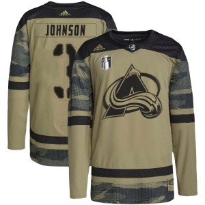 Jack Johnson Youth Adidas Colorado Avalanche Authentic Camo Military Appreciation Practice 2022 Stanley Cup Final Patch Jersey