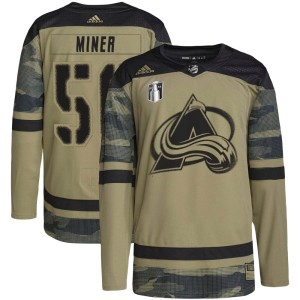 Trent Miner Youth Adidas Colorado Avalanche Authentic Camo Military Appreciation Practice 2022 Stanley Cup Final Patch Jersey