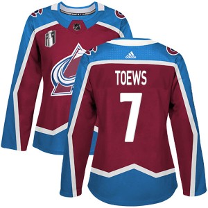 Devon Toews Women's Adidas Colorado Avalanche Authentic Burgundy Home 2022 Stanley Cup Final Patch Jersey