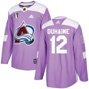 Brandon Duhaime Men's Adidas Colorado Avalanche Authentic Purple Fights Cancer Practice 2022 Stanley Cup Final Patch Jersey
