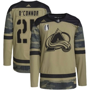 Logan O'Connor Men's Adidas Colorado Avalanche Authentic Camo Military Appreciation Practice 2022 Stanley Cup Final Patch Jersey