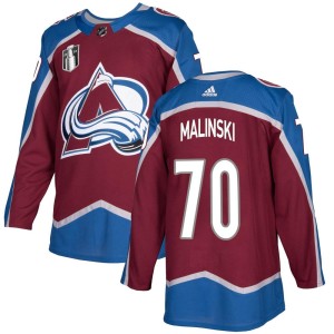 Sam Malinski Youth Adidas Colorado Avalanche Authentic Burgundy Home 2022 Stanley Cup Final Patch Jersey