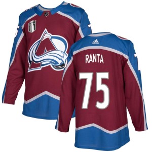 Sampo Ranta Youth Adidas Colorado Avalanche Authentic Burgundy Home 2022 Stanley Cup Final Patch Jersey