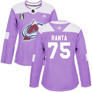Sampo Ranta Women's Adidas Colorado Avalanche Authentic Purple Fights Cancer Practice 2022 Stanley Cup Final Patch Jersey