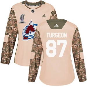Pierre Turgeon Women's Adidas Colorado Avalanche Authentic Camo Veterans Day Practice 2022 Stanley Cup Champions Jersey
