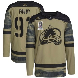 Jean-Luc Foudy Men's Adidas Colorado Avalanche Authentic Camo Military Appreciation Practice 2022 Stanley Cup Champions Jersey