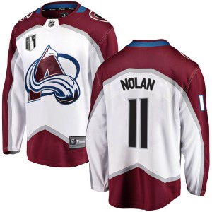 Owen Nolan Youth Fanatics Branded Colorado Avalanche Breakaway White Away 2022 Stanley Cup Final Patch Jersey