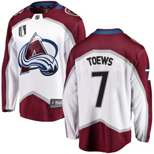 Devon Toews Youth Fanatics Branded Colorado Avalanche Breakaway White Away 2022 Stanley Cup Final Patch Jersey