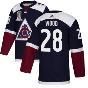 Miles Wood Youth Adidas Colorado Avalanche Authentic Navy Alternate 2022 Stanley Cup Champions Jersey