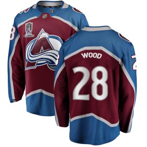 Miles Wood Youth Fanatics Branded Colorado Avalanche Breakaway Maroon Home 2022 Stanley Cup Champions Jersey