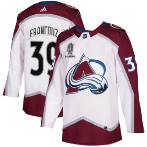 Pavel Francouz Men's Adidas Colorado Avalanche Authentic White 2020/21 Away 2022 Stanley Cup Champions Jersey