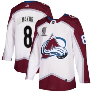 Cale Makar Men's Adidas Colorado Avalanche Authentic White 2020/21 Away 2022 Stanley Cup Champions Jersey