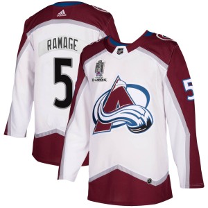 Rob Ramage Men's Adidas Colorado Avalanche Authentic White 2020/21 Away 2022 Stanley Cup Champions Jersey