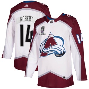Rene Robert Men's Adidas Colorado Avalanche Authentic White 2020/21 Away 2022 Stanley Cup Champions Jersey