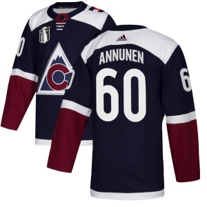 Justus Annunen Youth Adidas Colorado Avalanche Authentic Navy Alternate 2022 Stanley Cup Final Patch Jersey