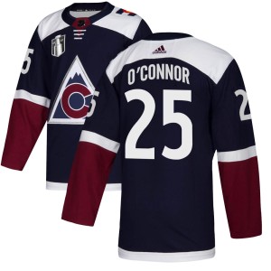 Logan O'Connor Youth Adidas Colorado Avalanche Authentic Navy Alternate 2022 Stanley Cup Final Patch Jersey