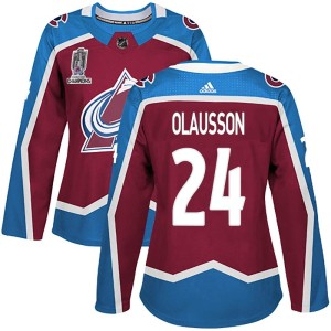 Oskar Olausson Women's Adidas Colorado Avalanche Authentic Burgundy Home 2022 Stanley Cup Champions Jersey