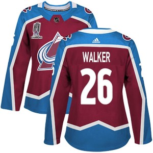 Sean Walker Women's Adidas Colorado Avalanche Authentic Burgundy Home 2022 Stanley Cup Champions Jersey