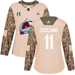 Andrew Cogliano Women's Adidas Colorado Avalanche Authentic Camo Veterans Day Practice 2022 Stanley Cup Final Patch Jersey