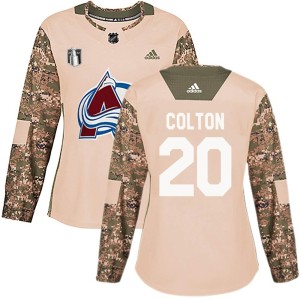 Ross Colton Women's Adidas Colorado Avalanche Authentic Camo Veterans Day Practice 2022 Stanley Cup Final Patch Jersey