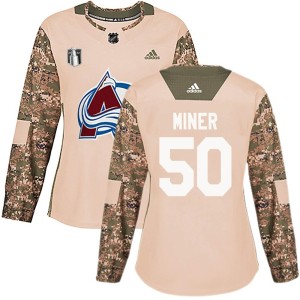 Trent Miner Women's Adidas Colorado Avalanche Authentic Camo Veterans Day Practice 2022 Stanley Cup Final Patch Jersey