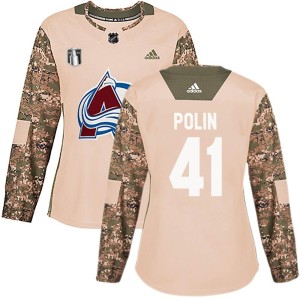 Jason Polin Women's Adidas Colorado Avalanche Authentic Camo Veterans Day Practice 2022 Stanley Cup Final Patch Jersey