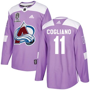 Andrew Cogliano Youth Adidas Colorado Avalanche Authentic Purple Fights Cancer Practice 2022 Stanley Cup Champions Jersey