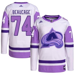 Alex Beaucage Youth Adidas Colorado Avalanche Authentic White/Purple Hockey Fights Cancer Primegreen Jersey