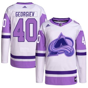 Alexandar Georgiev Youth Adidas Colorado Avalanche Authentic White/Purple Hockey Fights Cancer Primegreen Jersey