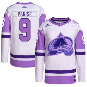 Zach Parise Youth Adidas Colorado Avalanche Authentic White/Purple Hockey Fights Cancer Primegreen Jersey