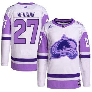 John Wensink Youth Adidas Colorado Avalanche Authentic White/Purple Hockey Fights Cancer Primegreen Jersey
