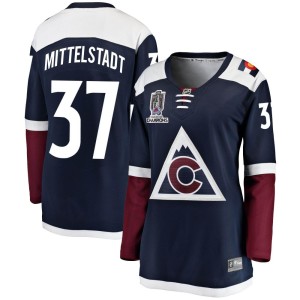 Casey Mittelstadt Women's Fanatics Branded Colorado Avalanche Breakaway Navy Alternate 2022 Stanley Cup Champions Jersey