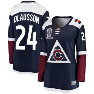 Oskar Olausson Women's Fanatics Branded Colorado Avalanche Breakaway Navy Alternate 2022 Stanley Cup Champions Jersey
