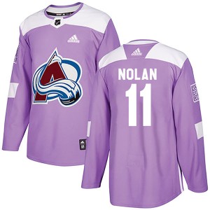 Owen Nolan Men's Adidas Colorado Avalanche Authentic Purple Fights Cancer Practice Jersey