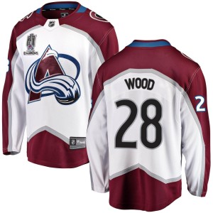 Miles Wood Youth Fanatics Branded Colorado Avalanche Breakaway White Away 2022 Stanley Cup Champions Jersey