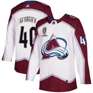 Alexandar Georgiev Youth Adidas Colorado Avalanche Authentic White 2020/21 Away 2022 Stanley Cup Champions Jersey