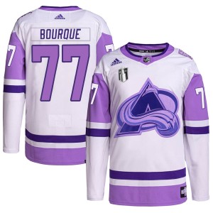 Raymond Bourque Men's Adidas Colorado Avalanche Authentic White/Purple Hockey Fights Cancer Primegreen 2022 Stanley Cup Final Pa