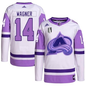 Chris Wagner Men's Adidas Colorado Avalanche Authentic White/Purple Hockey Fights Cancer Primegreen 2022 Stanley Cup Final Patch