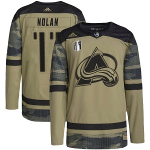 Owen Nolan Youth Adidas Colorado Avalanche Authentic Camo Military Appreciation Practice 2022 Stanley Cup Final Patch Jersey